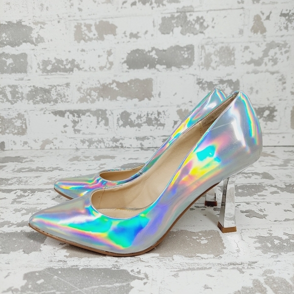 Steve Madden Salza Iridiscent Metallic Pointed Toe Pumps X128 - Picture 1 of 11
